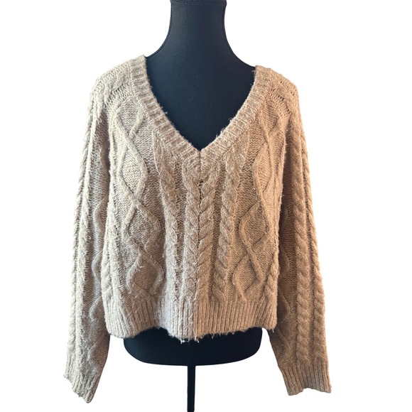 Happily Grey Sweaters - Happily Grey Knit Sweater Beige Textured Pullover Women's Size‎ Medium